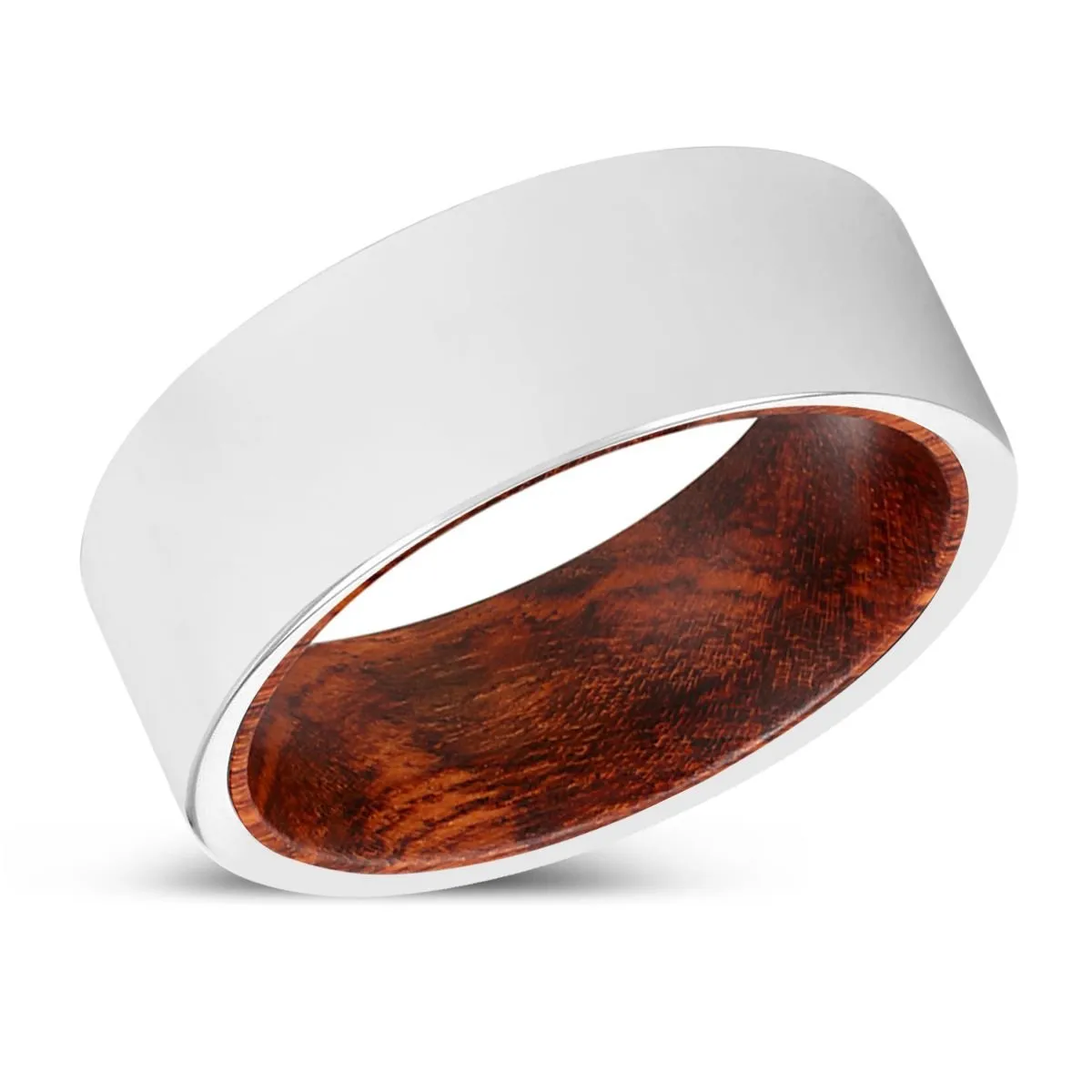 KIRBY | Snake Wood, Silver Tungsten Ring, Shiny, Flat