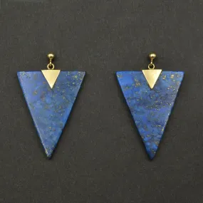 Lapis and Gold Pennant Earrings