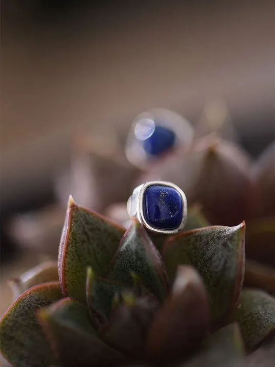 Lapis Lazuli Stud Earrings in Sterling Silver Jewelry Accessories Gifts For Women