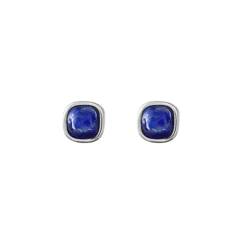 Lapis Lazuli Stud Earrings in Sterling Silver Jewelry Accessories Gifts For Women