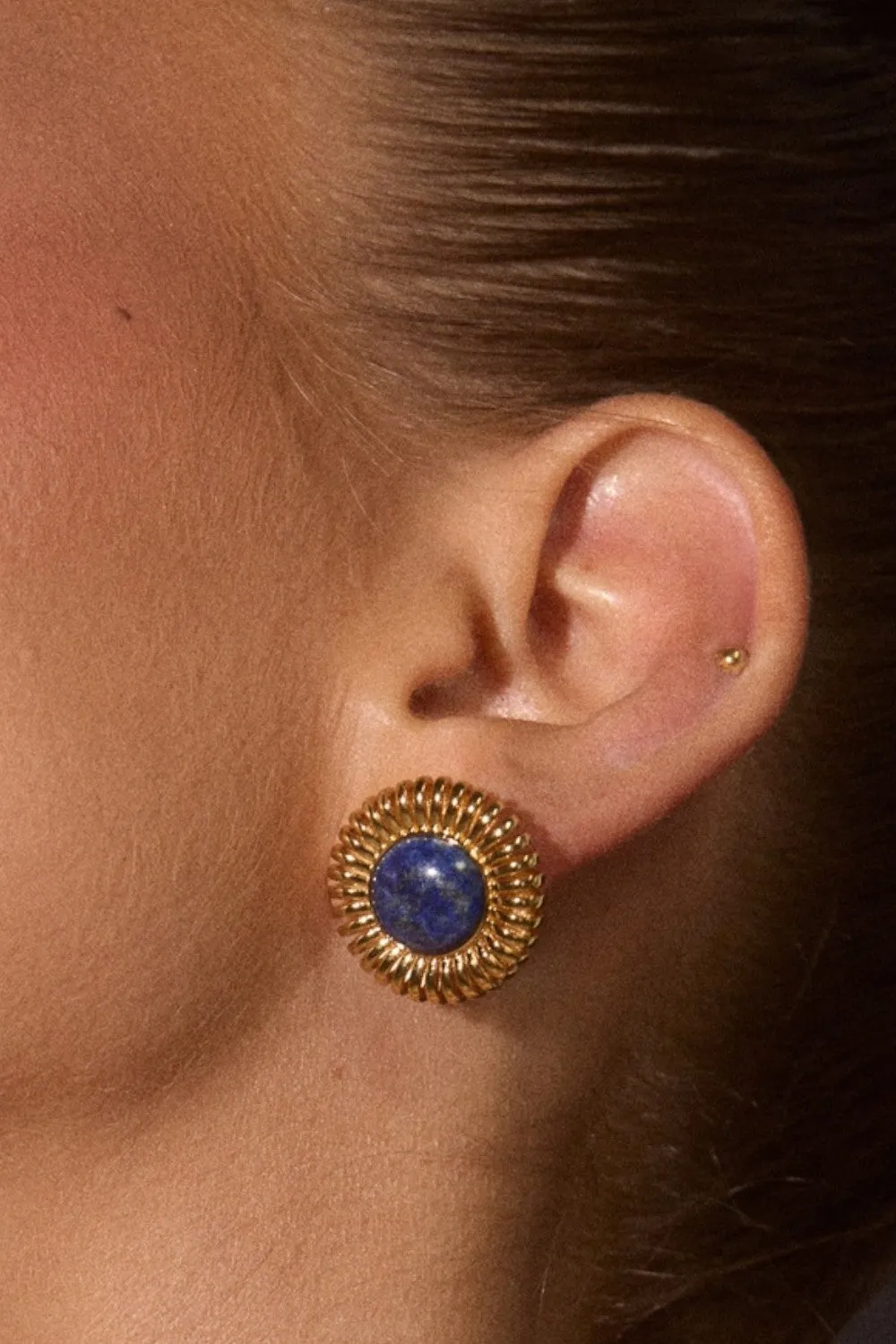 LUV AJ Lapis Spirale Studs in Gold