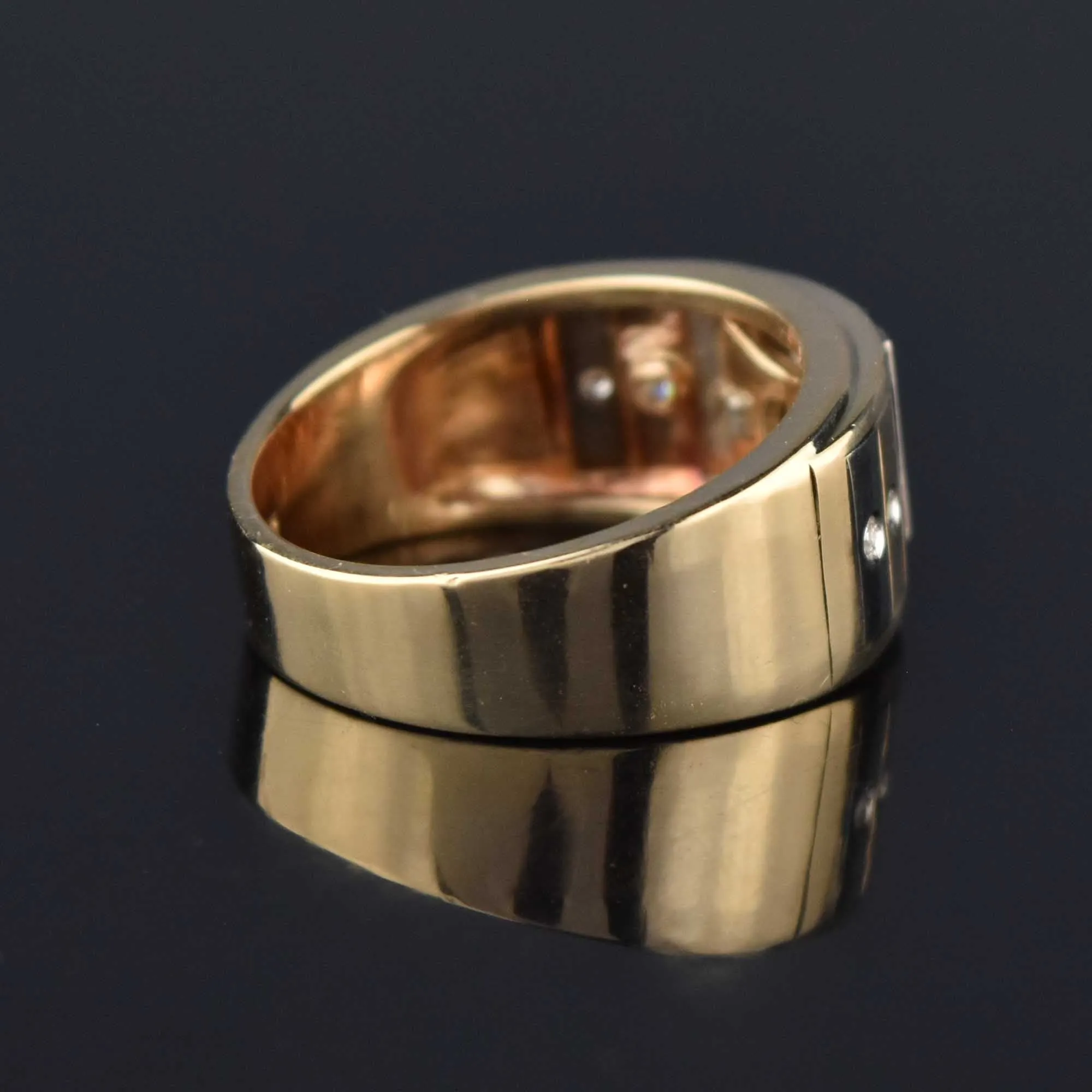 Mens 14K Gold Two Tone Diamond Band Ring