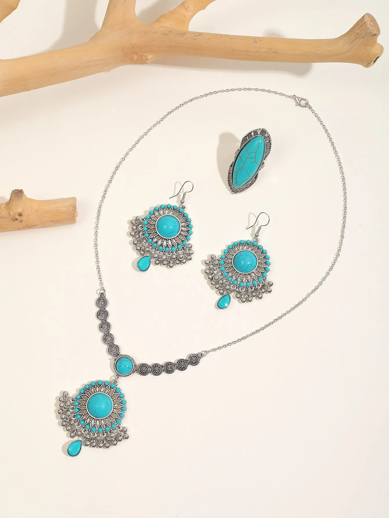 Middle Eastern Turquoise Trio Necklace Set - Savanna Rhythms Collection