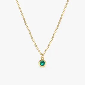 Natural Emerald Bezel Necklace, Vienna