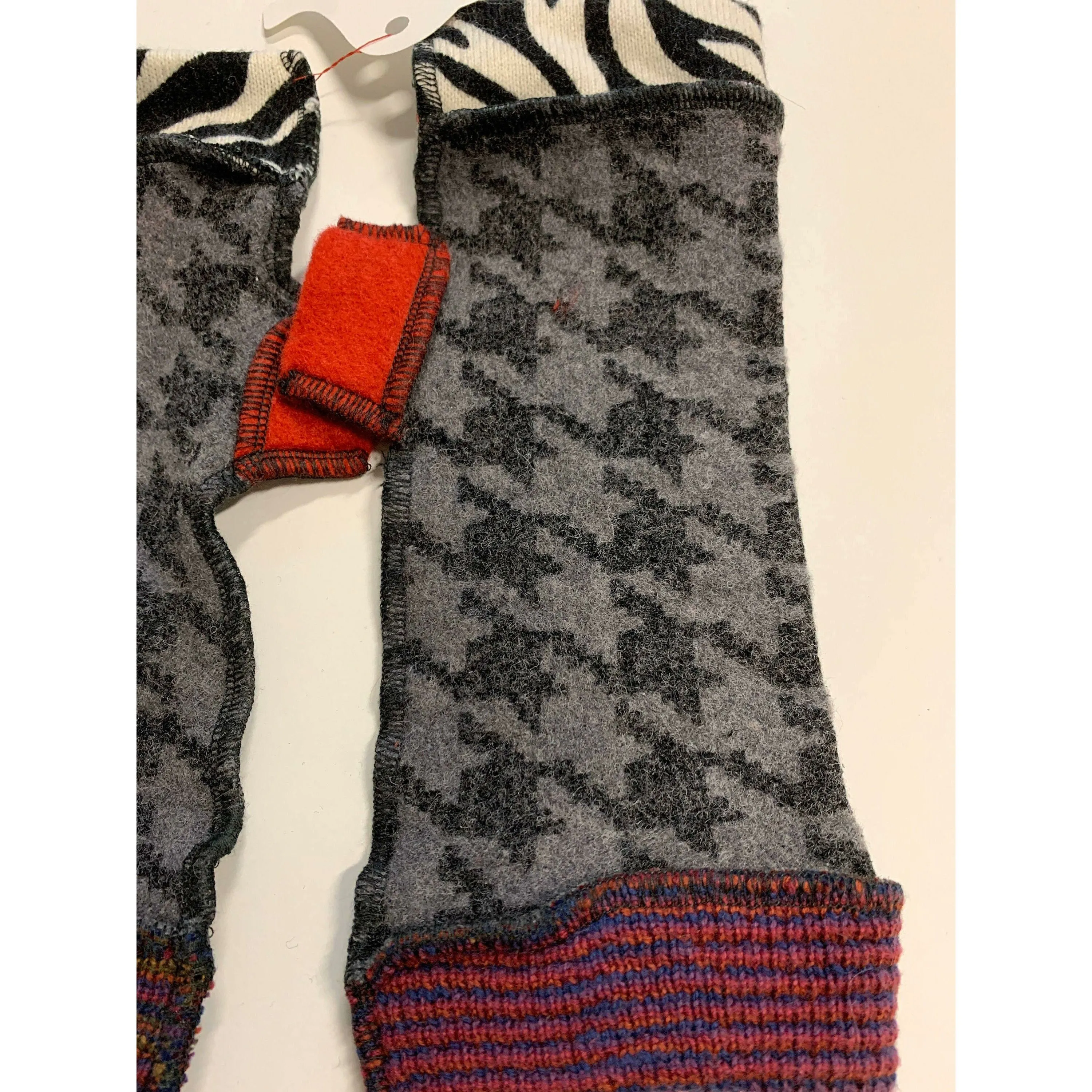 New and Upcycled Recycled sweater texting fingerless gloves with thumb guards
