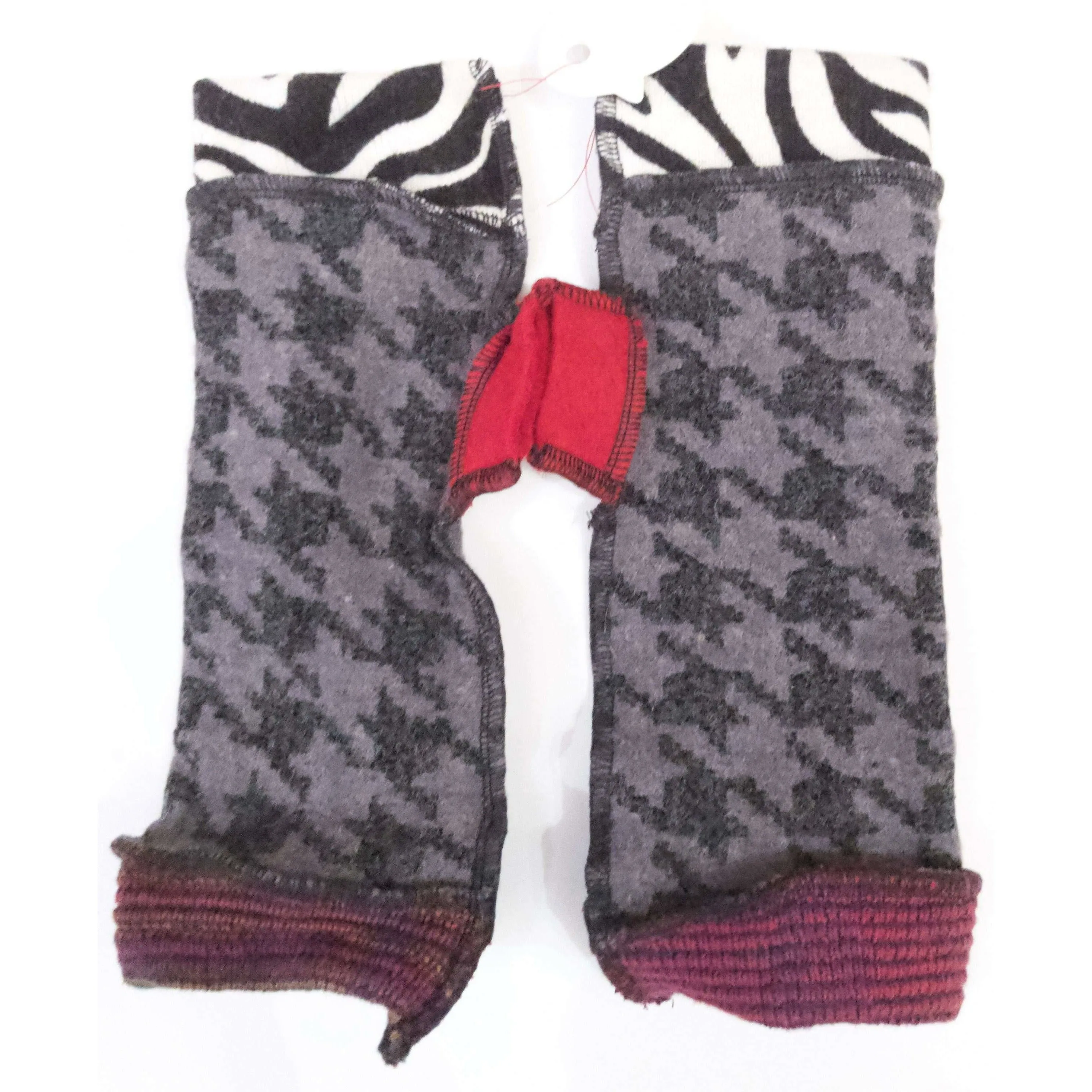 New and Upcycled Recycled sweater texting fingerless gloves with thumb guards