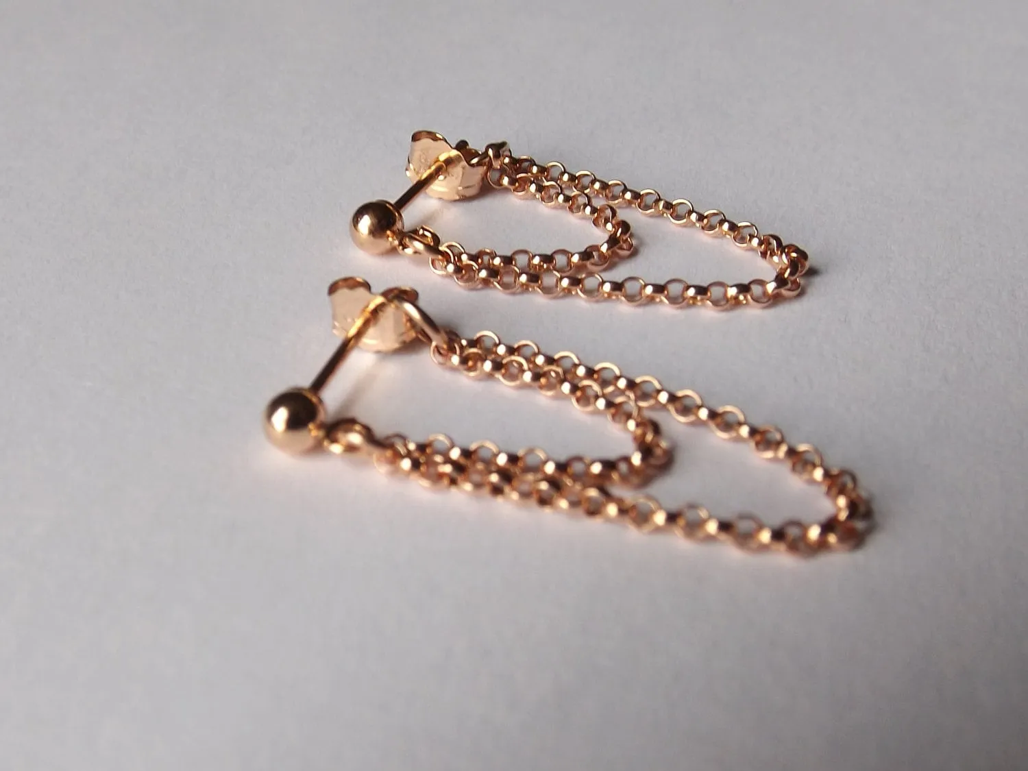 NEW AVAIL Tiny Chain Earrings, Simple Chain Earrings, Rose Gold Earrings, Dangle Earrings, Chain Stud Earrings, Boho Chain Earrings