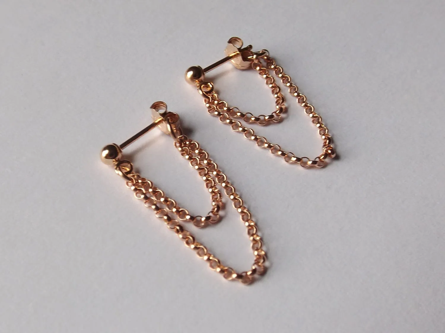 NEW AVAIL Tiny Chain Earrings, Simple Chain Earrings, Rose Gold Earrings, Dangle Earrings, Chain Stud Earrings, Boho Chain Earrings