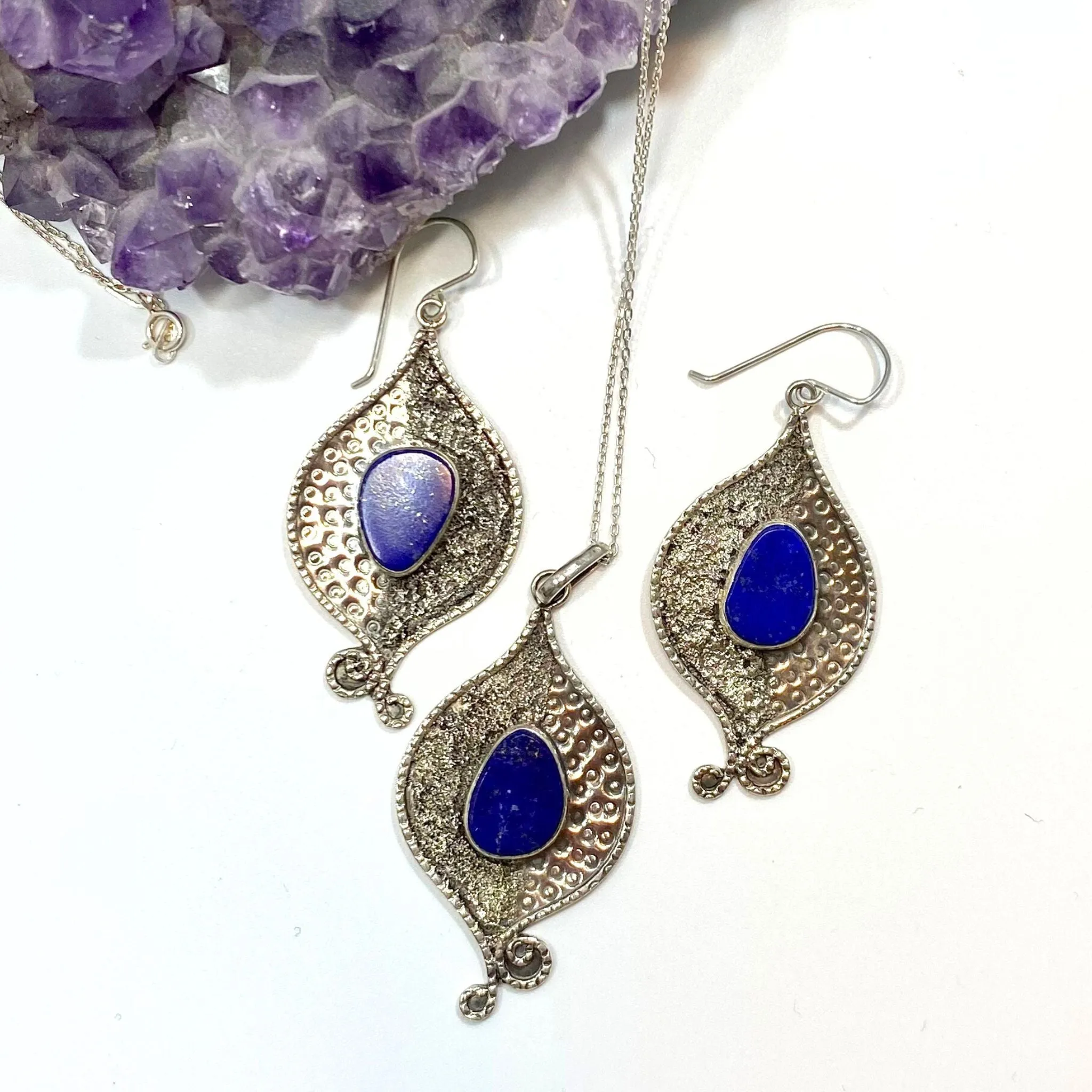 Parvina Silver and Lapis Lazuli Earrings from Tajikistan