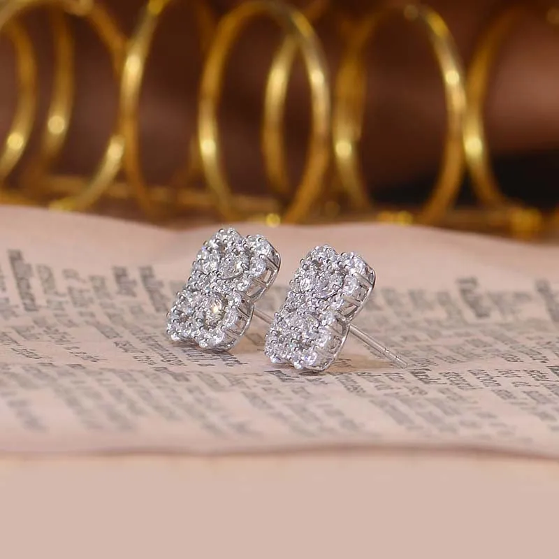Pear Drop Zircon Clover Stud Earrings