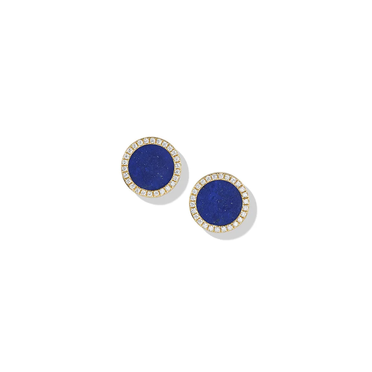 Petite DY Elements Stud Earrings in 18K Yellow Gold with Lapis and Pave Diamonds
