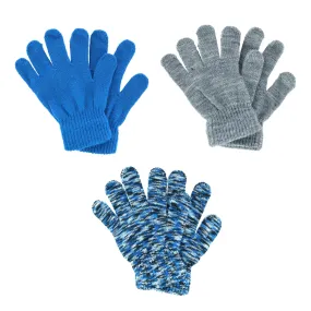 Polar Extreme Boy's One Size Multi Knit Magic Gloves (Pack of 3)