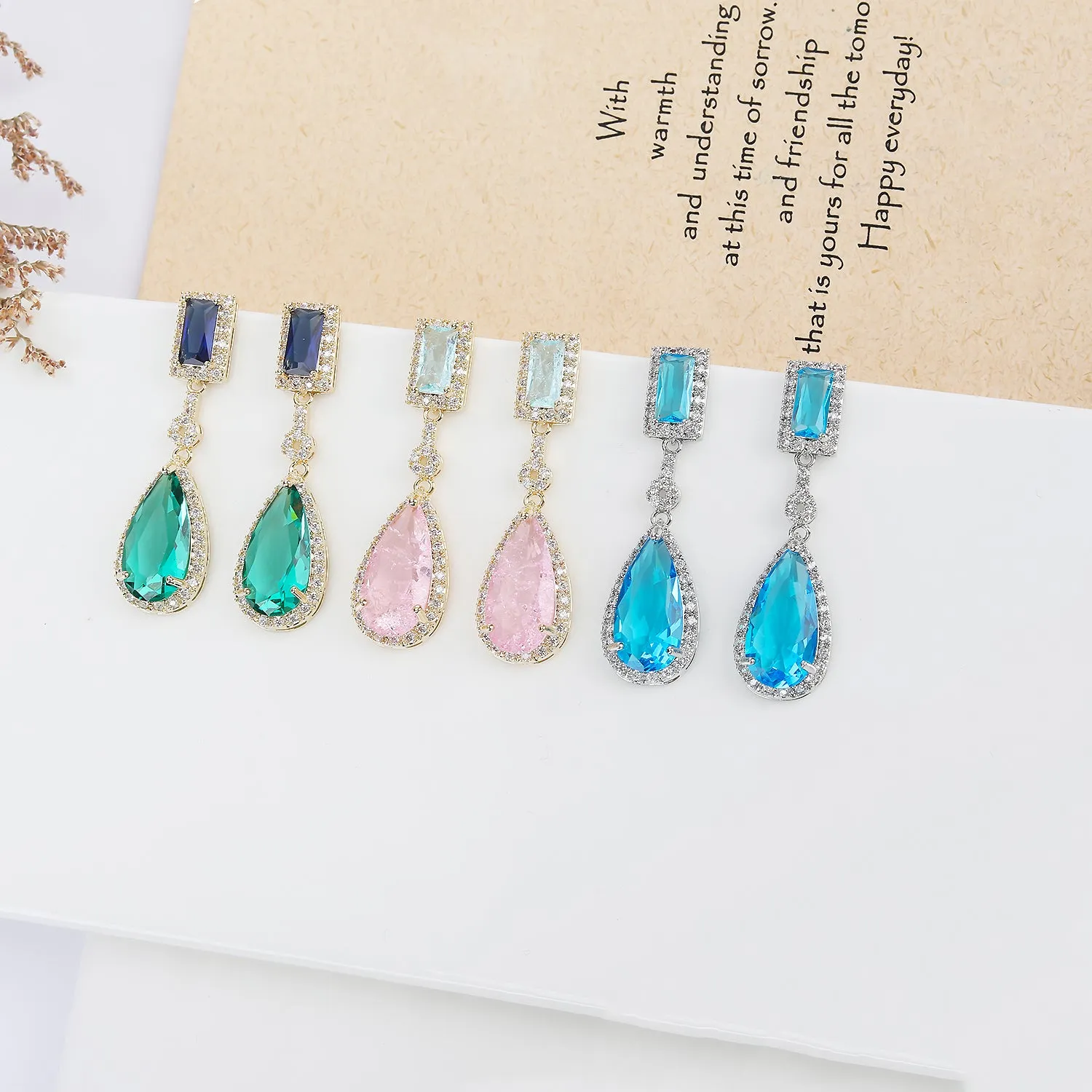 Popular Zircon Water Drop Earring, Women's Girl's Gatherings Jewelry CE11680