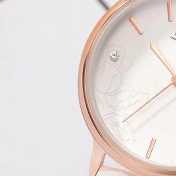 Rose Etched Ladies Wrist Watch