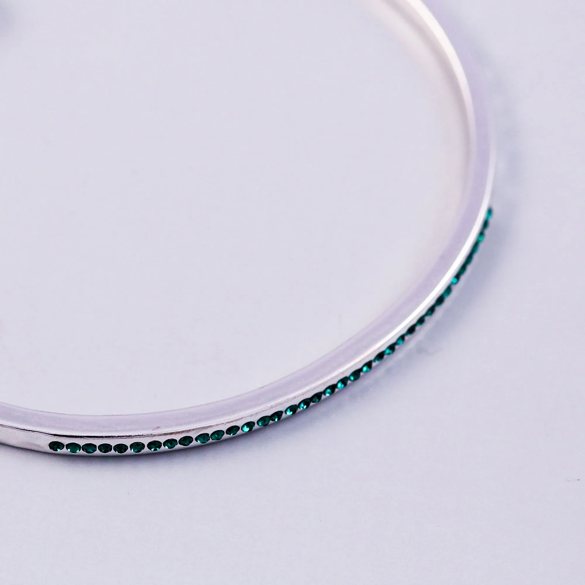 Silver Emerald May Birthstone Bangle