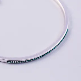 Silver Emerald May Birthstone Bangle