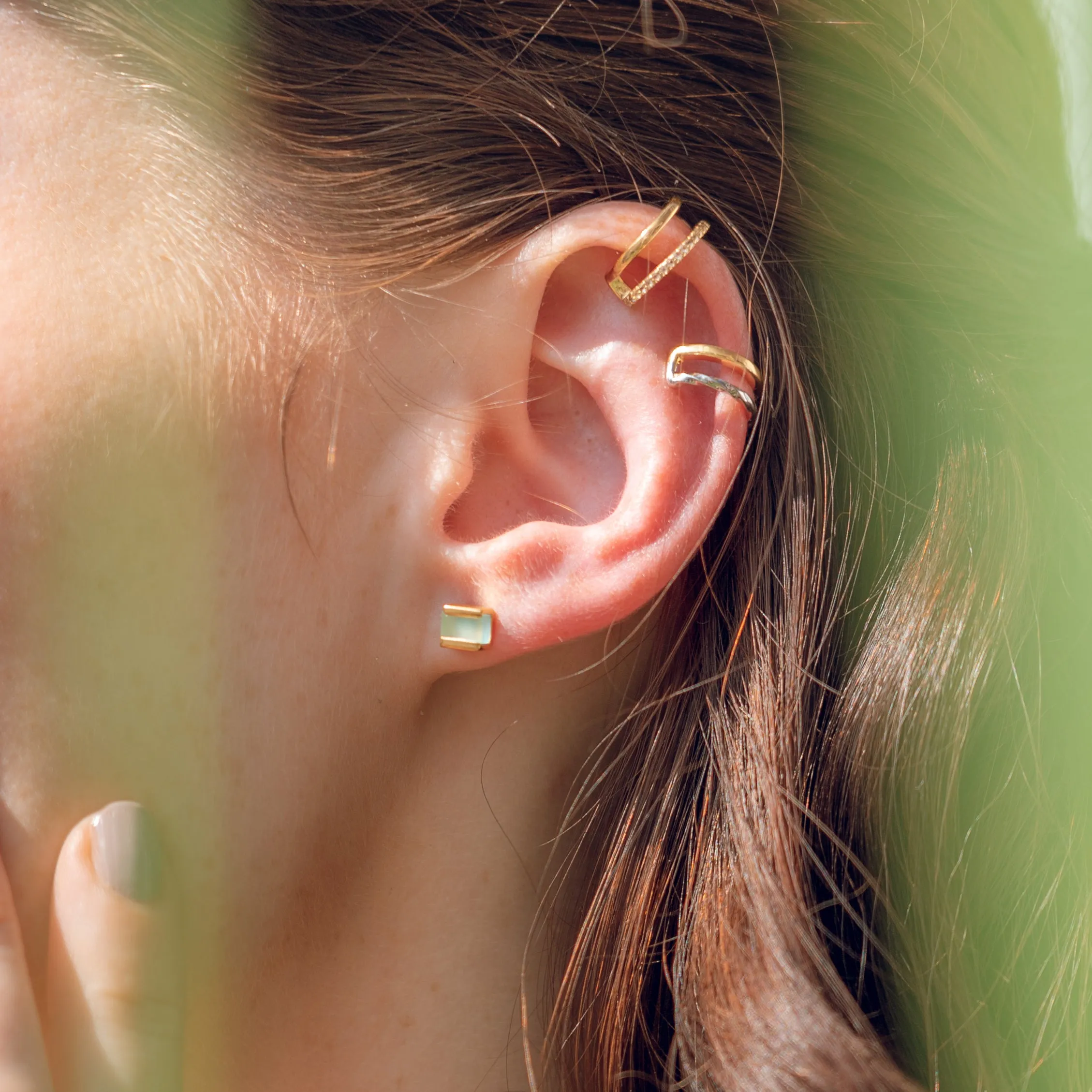 Silver Studs Lapis Cubo