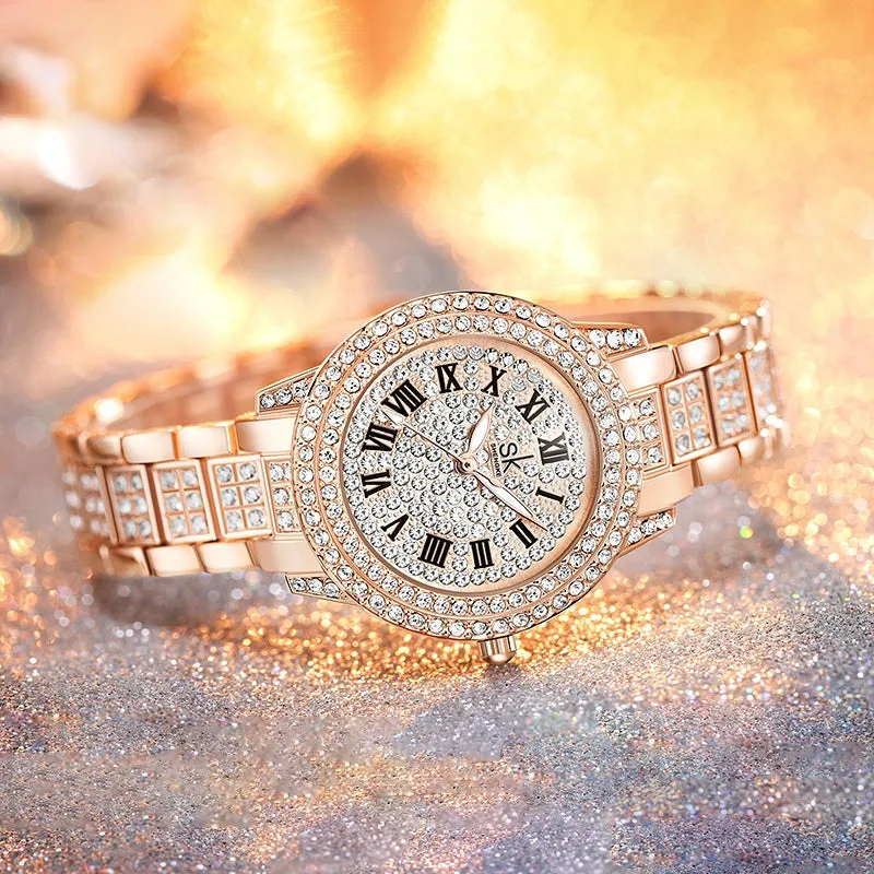 SK Women's Watch Fashion Luxury Diamond-Embedded Elegant Business Women's Watch
