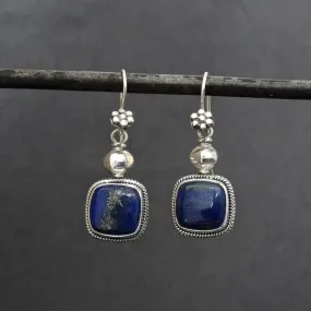 Square Gemstone and Wirework Earrings