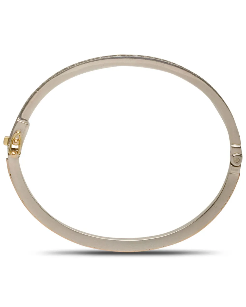 Sterling Silver and Rose Gold Diamond Bangle Bracelet