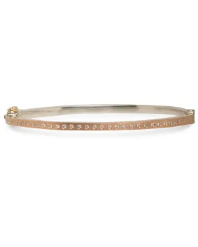 Sterling Silver and Rose Gold Diamond Bangle Bracelet