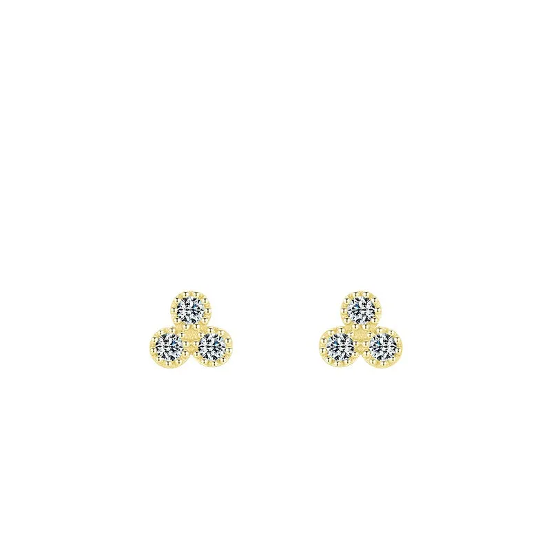 Sterling Silver Micro Inlaid Triangular Earrings for Women