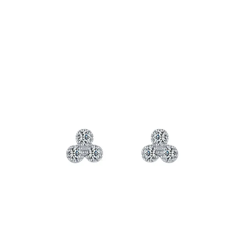 Sterling Silver Micro Inlaid Triangular Earrings for Women