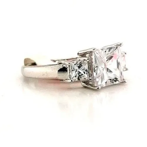 Three Stone Silver CZ Ring