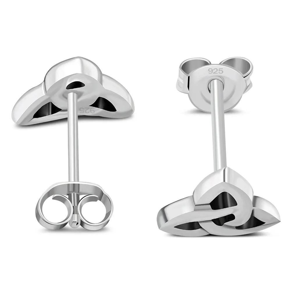 Tiny Celtic Trinity Knot Stud Silver Earrings