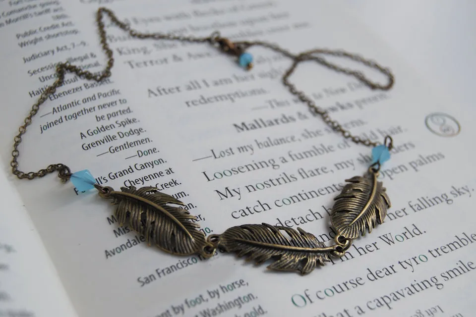 Triple Brass Feather Necklace