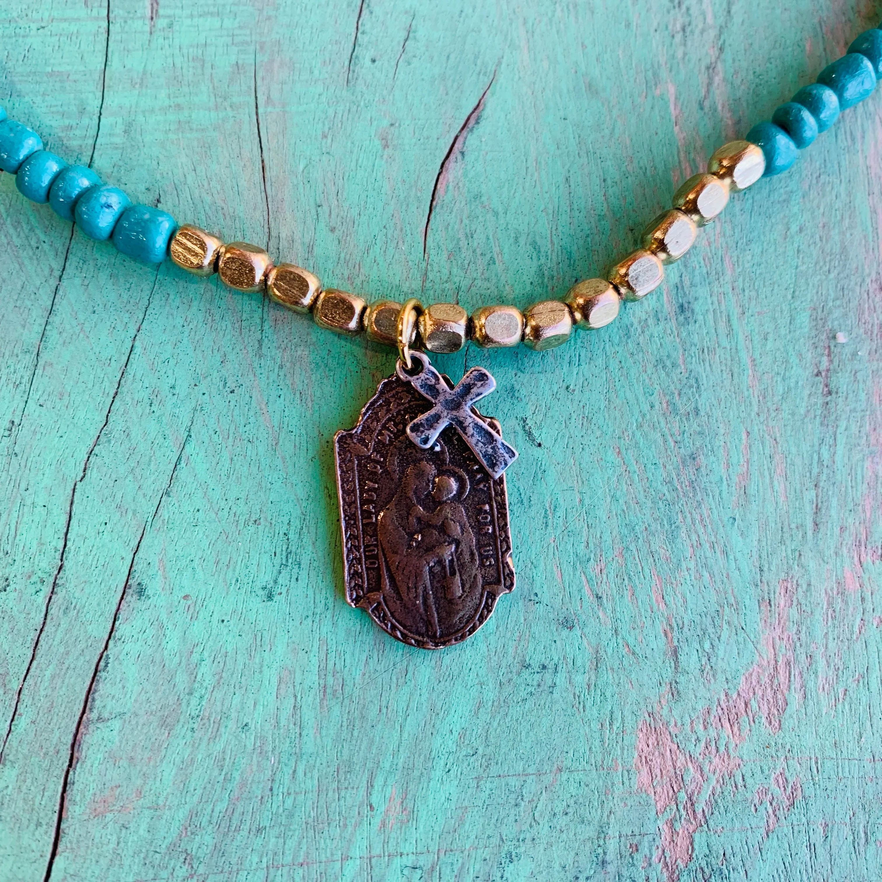 Two-toned Saint Necklace