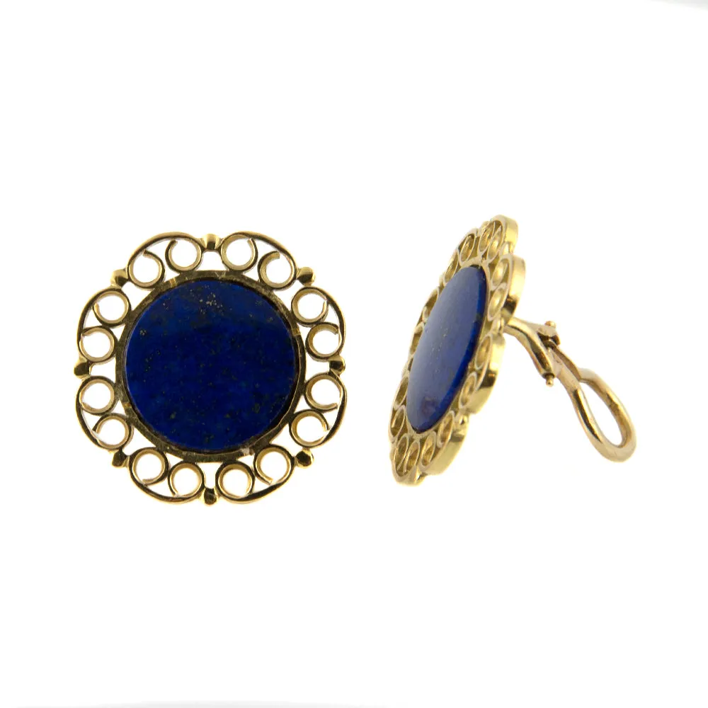Vintage gold Lapis Lazuli earrings