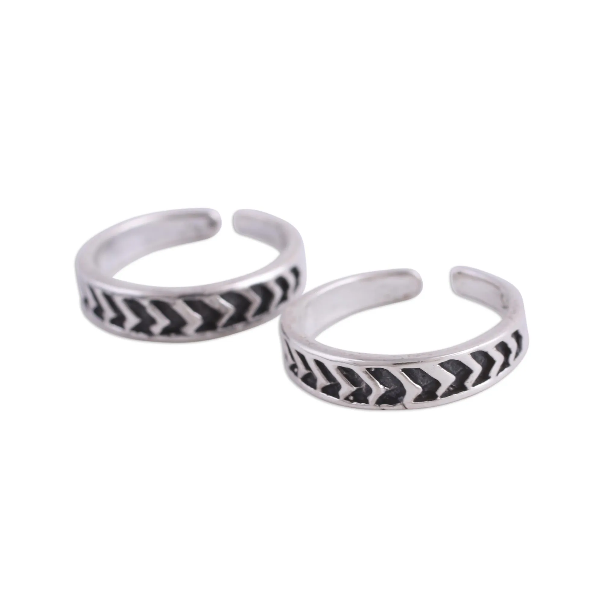 Way To Relaxation Pair of Sterling Silver Toe Rings from India