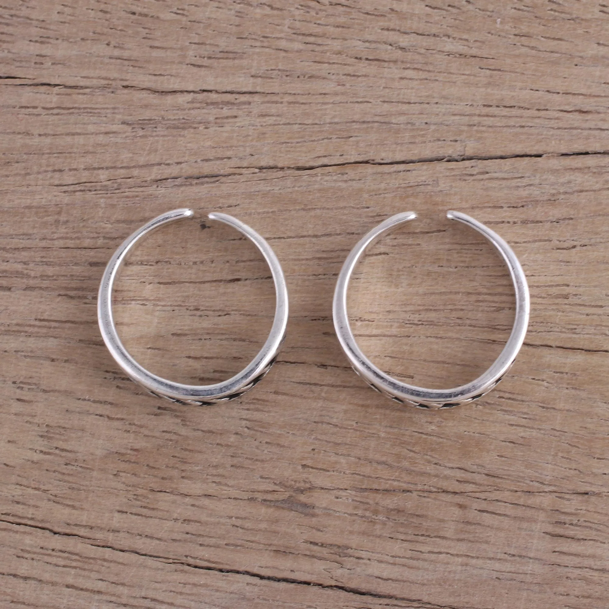 Way To Relaxation Pair of Sterling Silver Toe Rings from India
