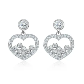Zircon Hollow Heart Silver Studs Earrings for Women