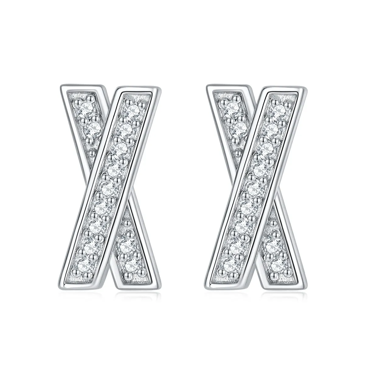Zircon X Letter Silver Studs Earrings for Women